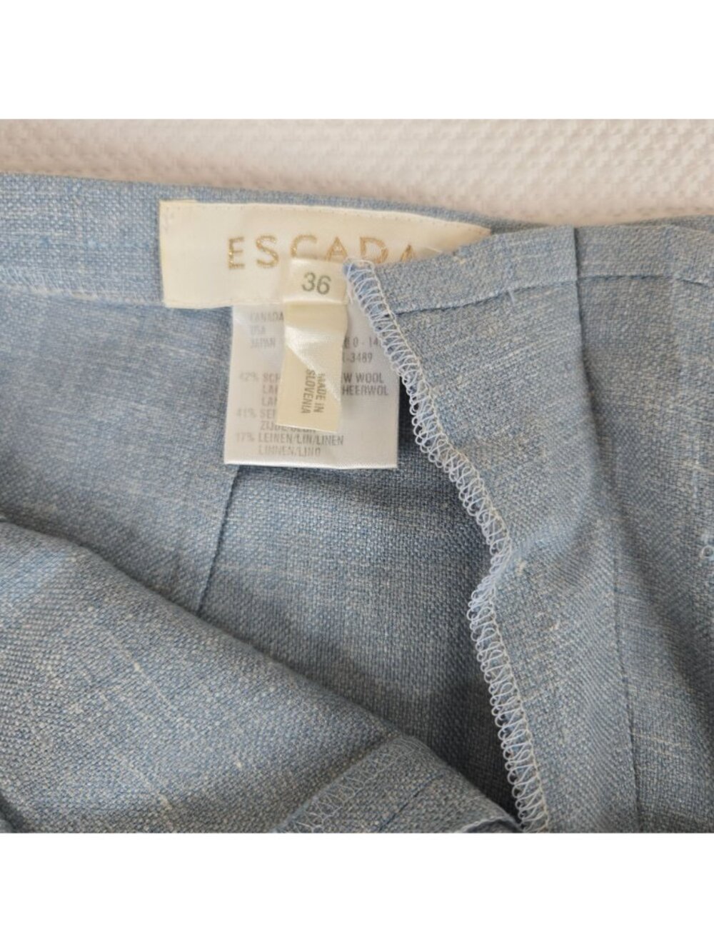 Vintage Escada Lt Blue Wool Silk Linen High-Waisted Trousers Pants Womens XS - Picture 4 of 8